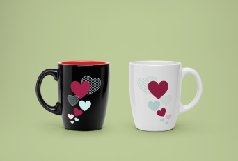 Flying hearts mug